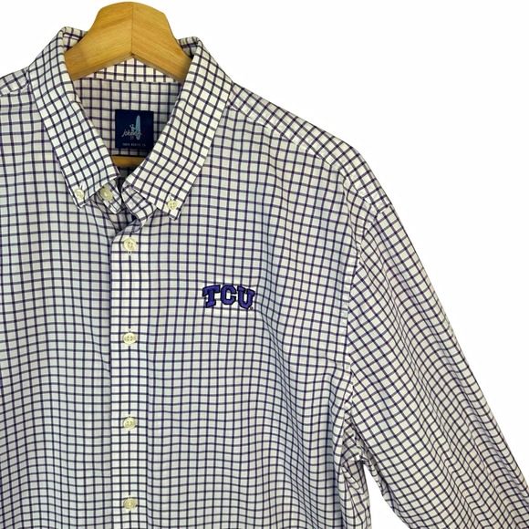 johnnie-O Other - johnnie-O TCU Horned Frogs Embroidered Check Button-Down Shirt Purple/White L